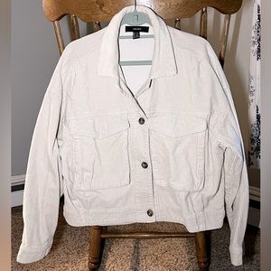 Crème colored corduroy bomber jacket